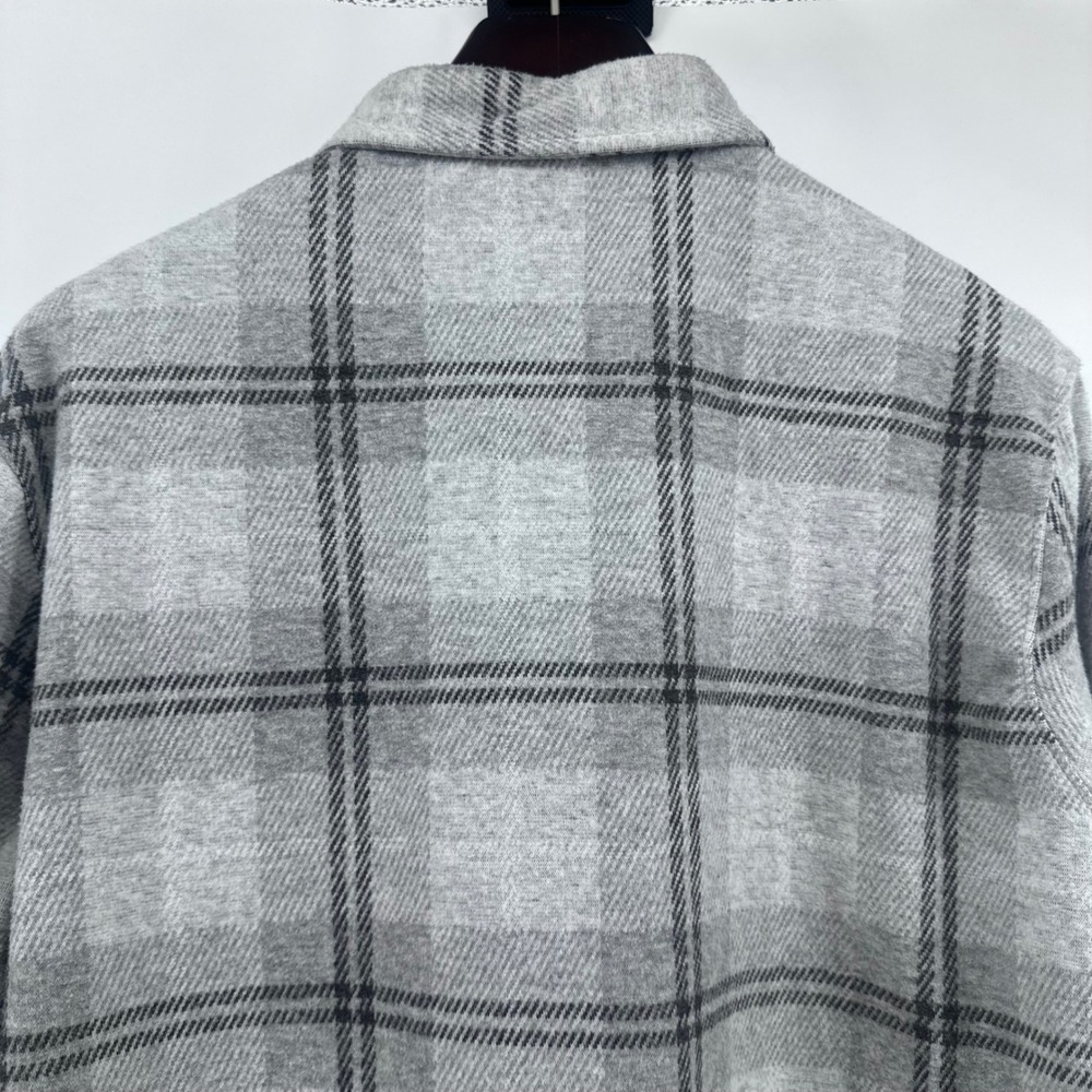 7Diamonds Shirt Mens Large Grey Plaid Knit Flannel‎ Shacket Button Down L/S - Picture 12 of 13